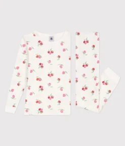 Petit Bateau Schlafanzüge, Nachthemden*Sehr taillierter Kinderpyjama aus bedruckter Baumwolle MARSHMALLOW/ PEONIA/ MULTICO