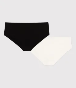 Petit Bateau Bhs, Slips, Bodys*Set aus 2 einfarbigen Damen-Shortys aus Baumwolle und Elastan variante 1
