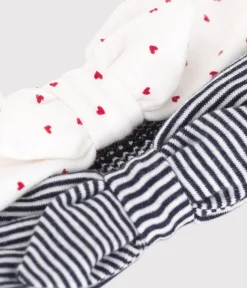 Petit Bateau Accessoires, Sonnenhüte, Caps*SET AUS 2 IKONISCHEN BABY-STIRNBÄNDERN AUS BAUMWOLLE variante 1
