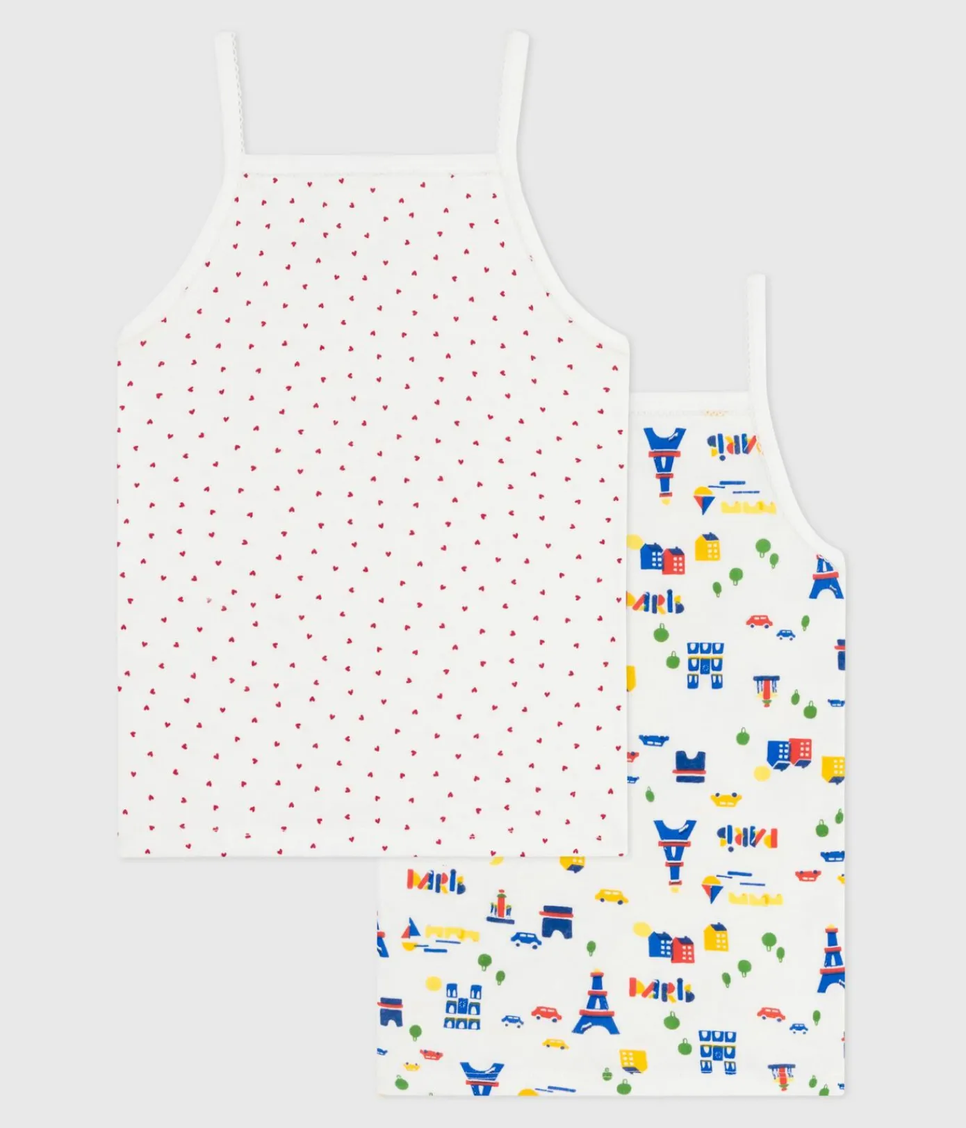 Petit Bateau Unterhemden, Tanktops|T-Shirts, Tops, Oberteile*Set Kinder Spaghetti-Tops aus Baumwolle mit Paris-Motiv variante 1