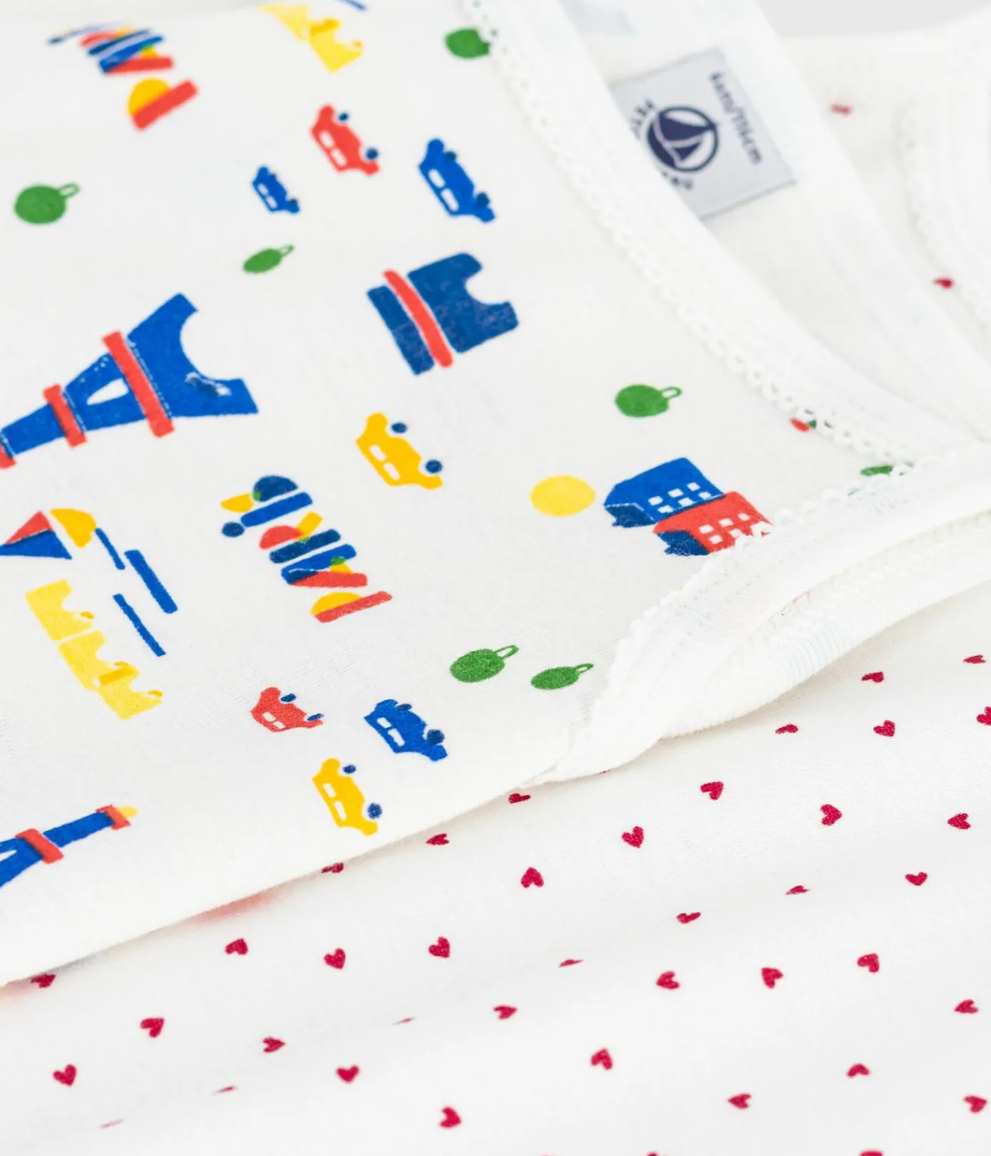 Petit Bateau Unterhemden, Tanktops|T-Shirts, Tops, Oberteile*Set Kinder Spaghetti-Tops aus Baumwolle mit Paris-Motiv variante 1