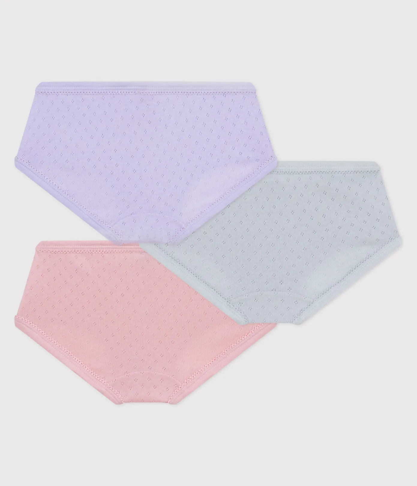 Petit Bateau Unterhosen, Shortys*Set Kinder-Slips High Waist aus einfarbiger Baumwolle mit Lochstickerei variante 1