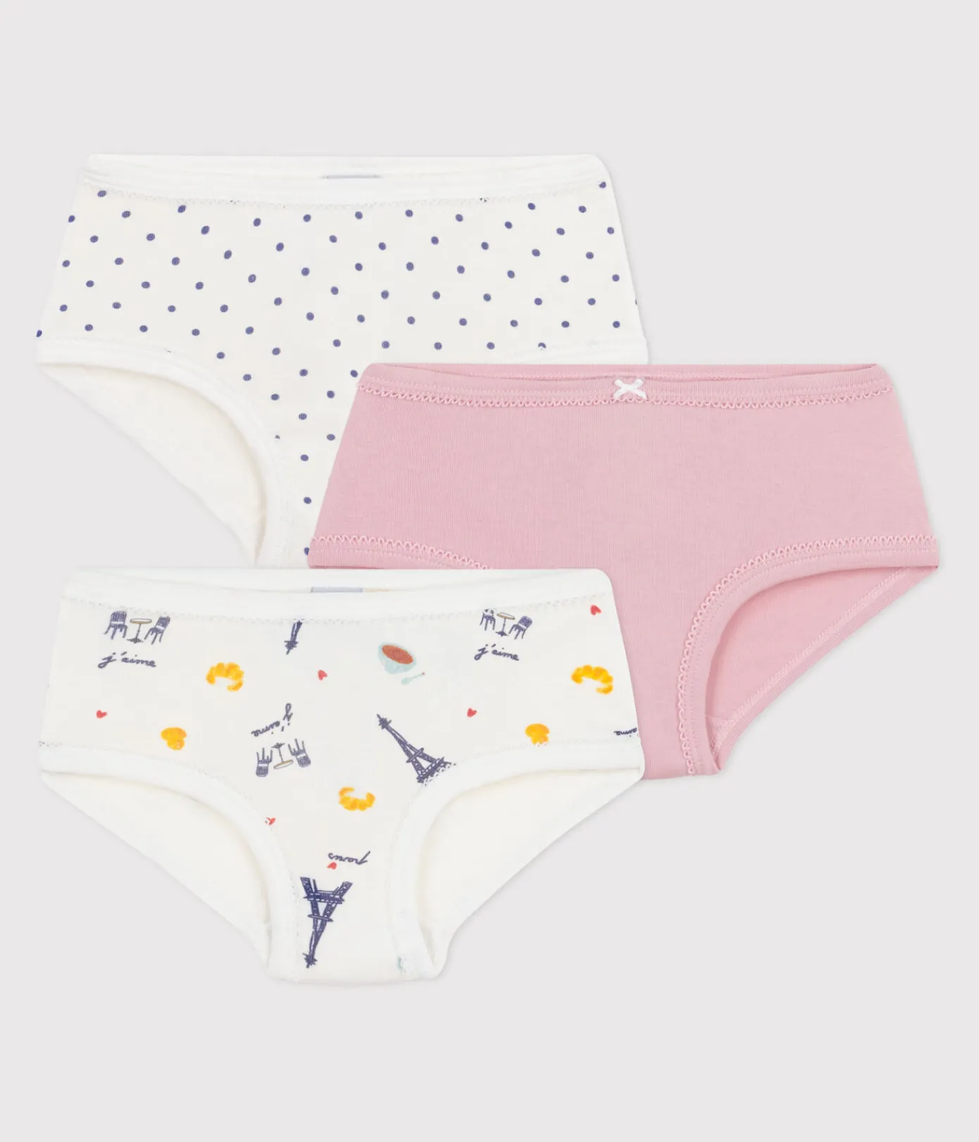 Petit Bateau Unterhosen, Shortys*Set Kinder-Slips High Waist aus Baumwolle mit Paris-Motiv variante 1