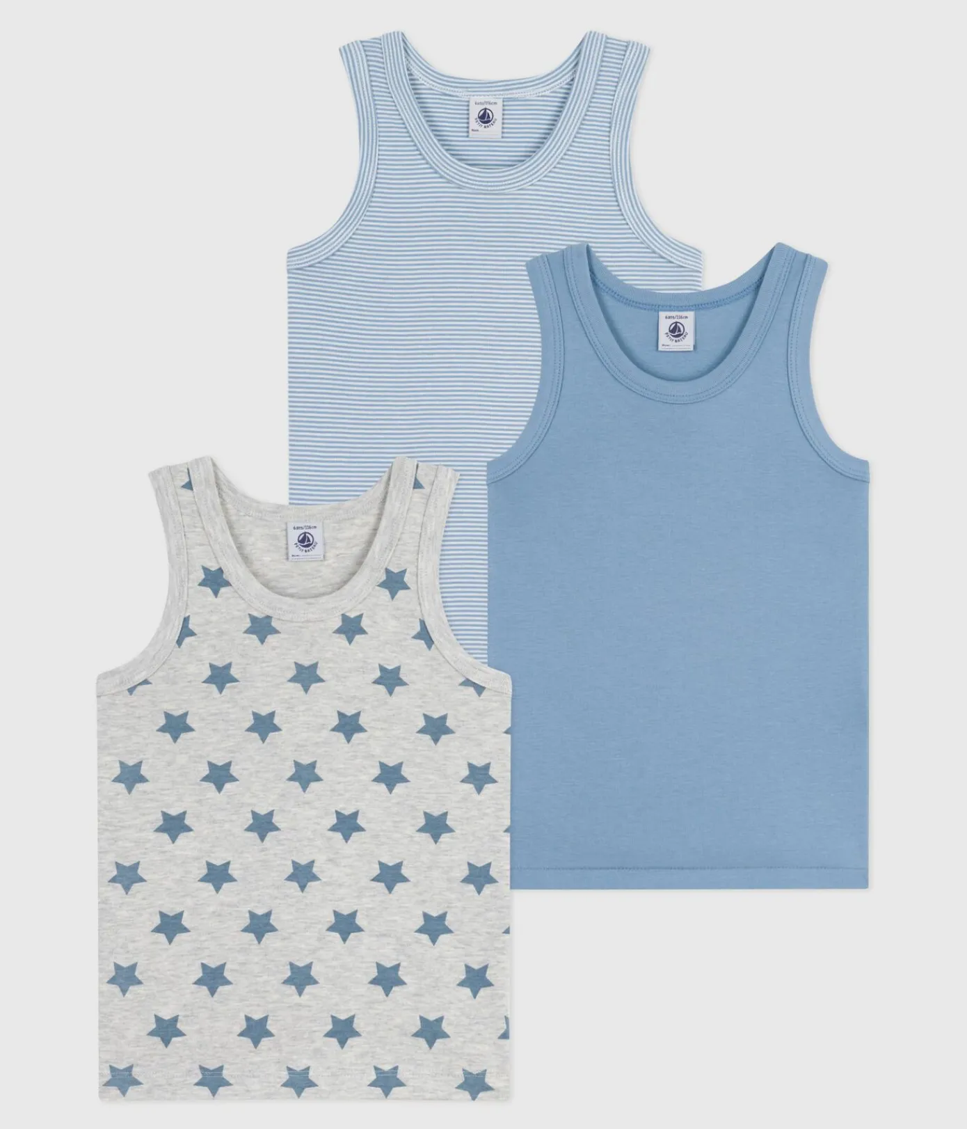 Petit Bateau Unterhemden, Tanktops|T-Shirts, Poloshirts, Hemden*Set Kinder-Unterhemden aus Baumwolle mit Sternmotiv variante 1