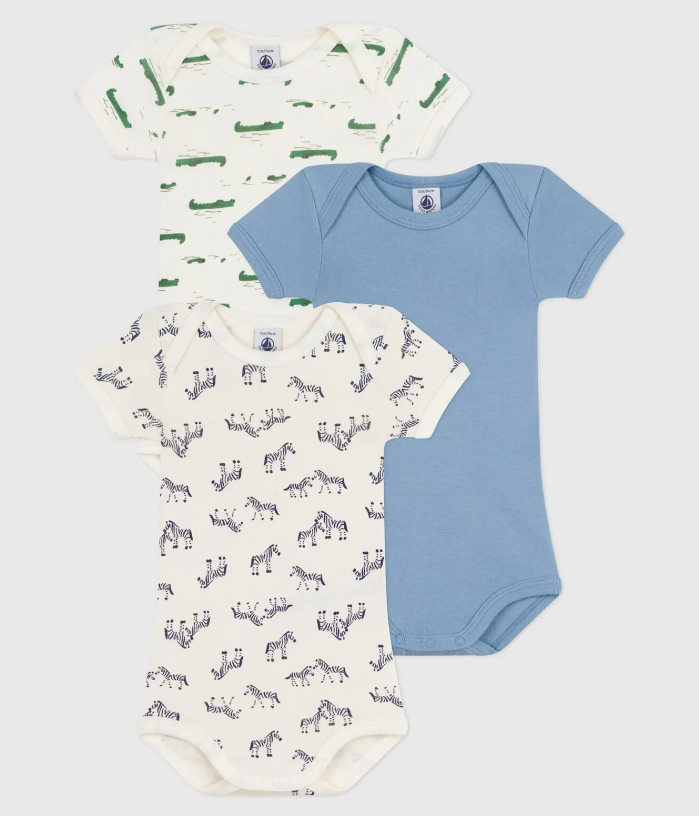 Petit Bateau Bodys*Set kurärmeliger Baby-Bodys aus Baumwolle mit Tiermotiv variante 1