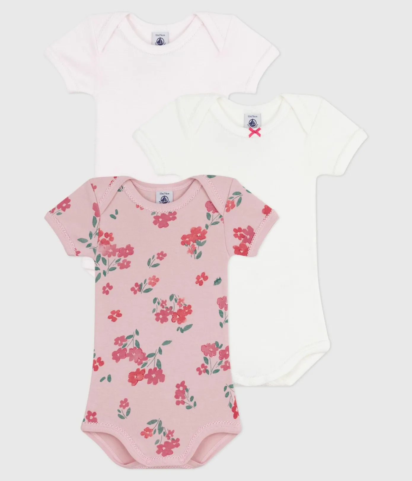 Petit Bateau Bodys*Set kurzärmeliger Baby-Bodys aus Baumwolle mit Blumenmuster variante 1