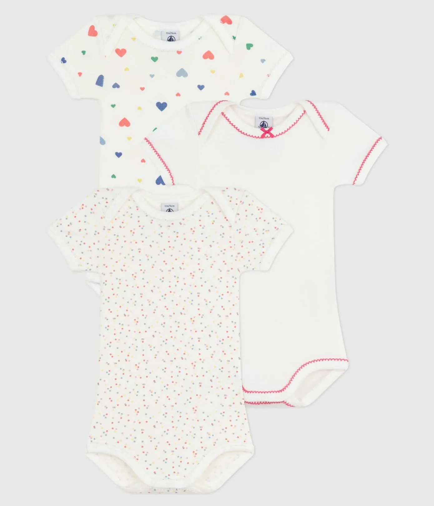 Petit Bateau Bodys*Set kurzärmeliger Baby-Bodys aus Baumwolle mit Herzmotiv variante 1
