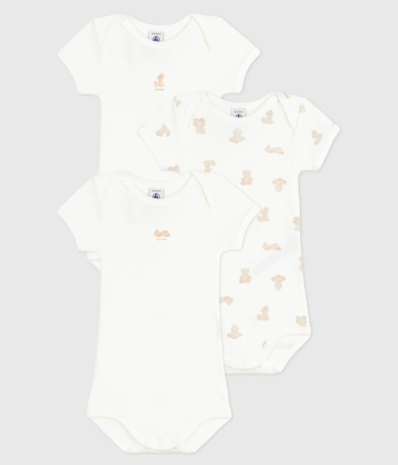 Petit Bateau Bodys*Set kurzärmeliger Baby-Bodys aus Baumwolle mit Bärmotiv variante 1