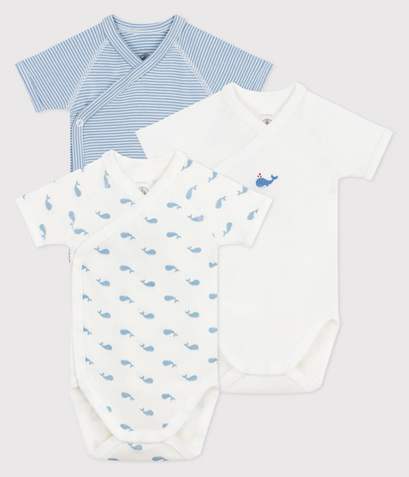 Petit Bateau Bodys|Newborn*Set kurzärmeliger Wickelbodys aus bedruckter Baumwolle variante 1