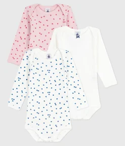 Petit Bateau Bodys*Set langärmeliger Baby-Bodys aus Baumwolle mit Apfelmotiv variante 1