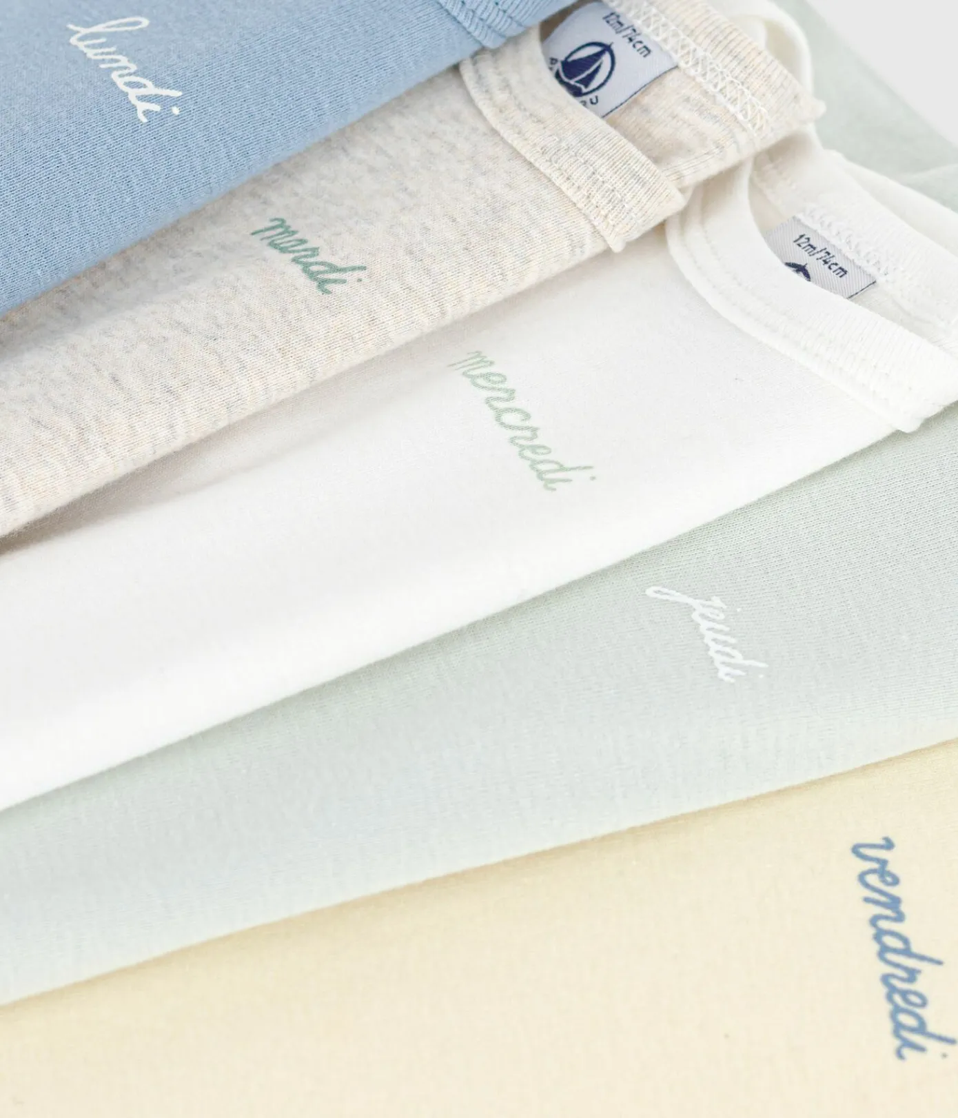 Petit Bateau Bodys*Set langärmeliger Baby-Bodys aus Baumwolle mit Wochentagen variante 1