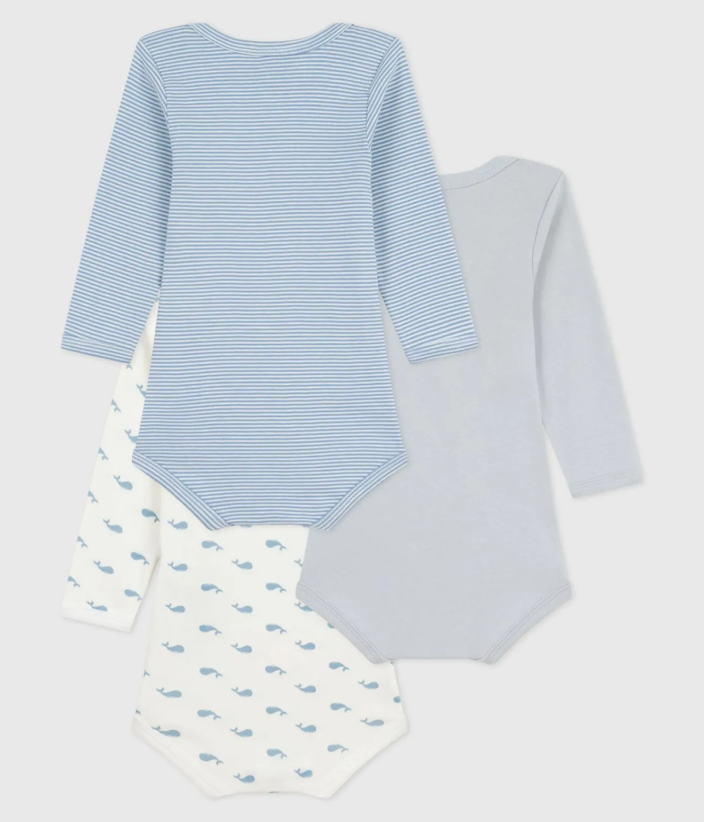 Petit Bateau Bodys*Set langärmeliger Baby-Bodys aus Baumwolle mit Walmotiv variante 1