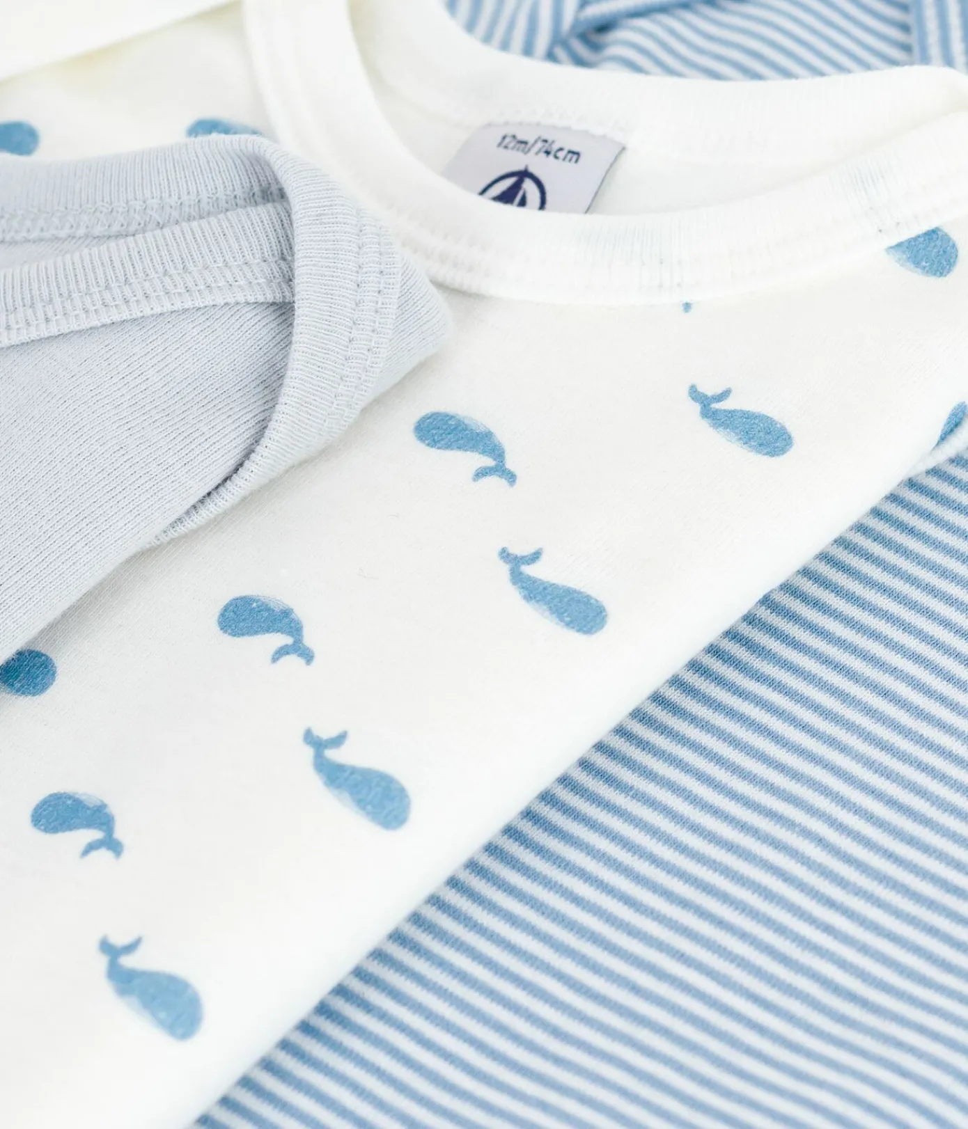 Petit Bateau Bodys*Set langärmeliger Baby-Bodys aus Baumwolle mit Walmotiv variante 1