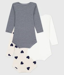 Petit Bateau Bodys*Set langärmeliger Baby-Bodys aus Baumwolle mit Herzmotiv variante 1