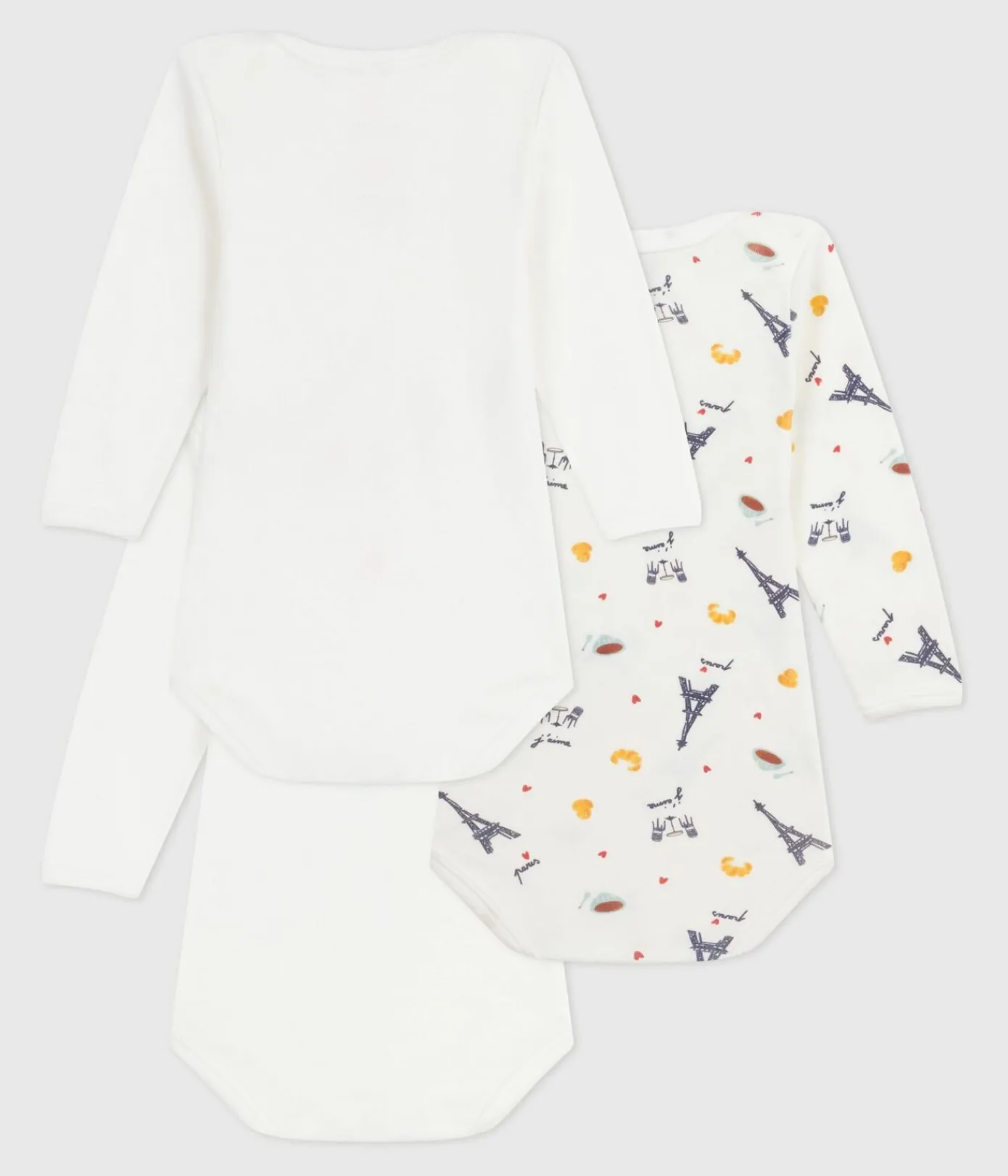 Petit Bateau Bodys*Set langärmeliger Baby-Bodys aus Baumwolle mit Paris-Motiv variante 1