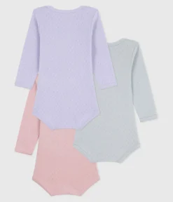 Petit Bateau Bodys*Set langärmeliger Baby-Bodys aus Baumwolle mit Lochstickerei variante 1