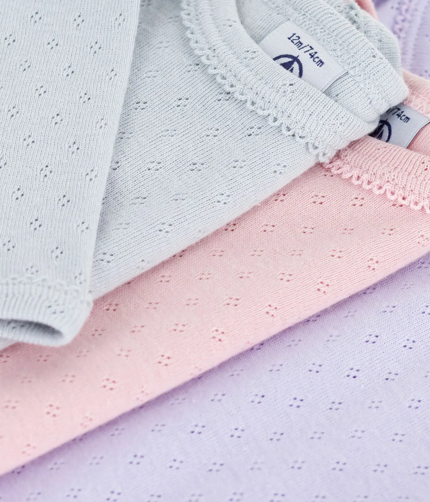 Petit Bateau Bodys*Set langärmeliger Baby-Bodys aus Baumwolle mit Lochstickerei variante 1