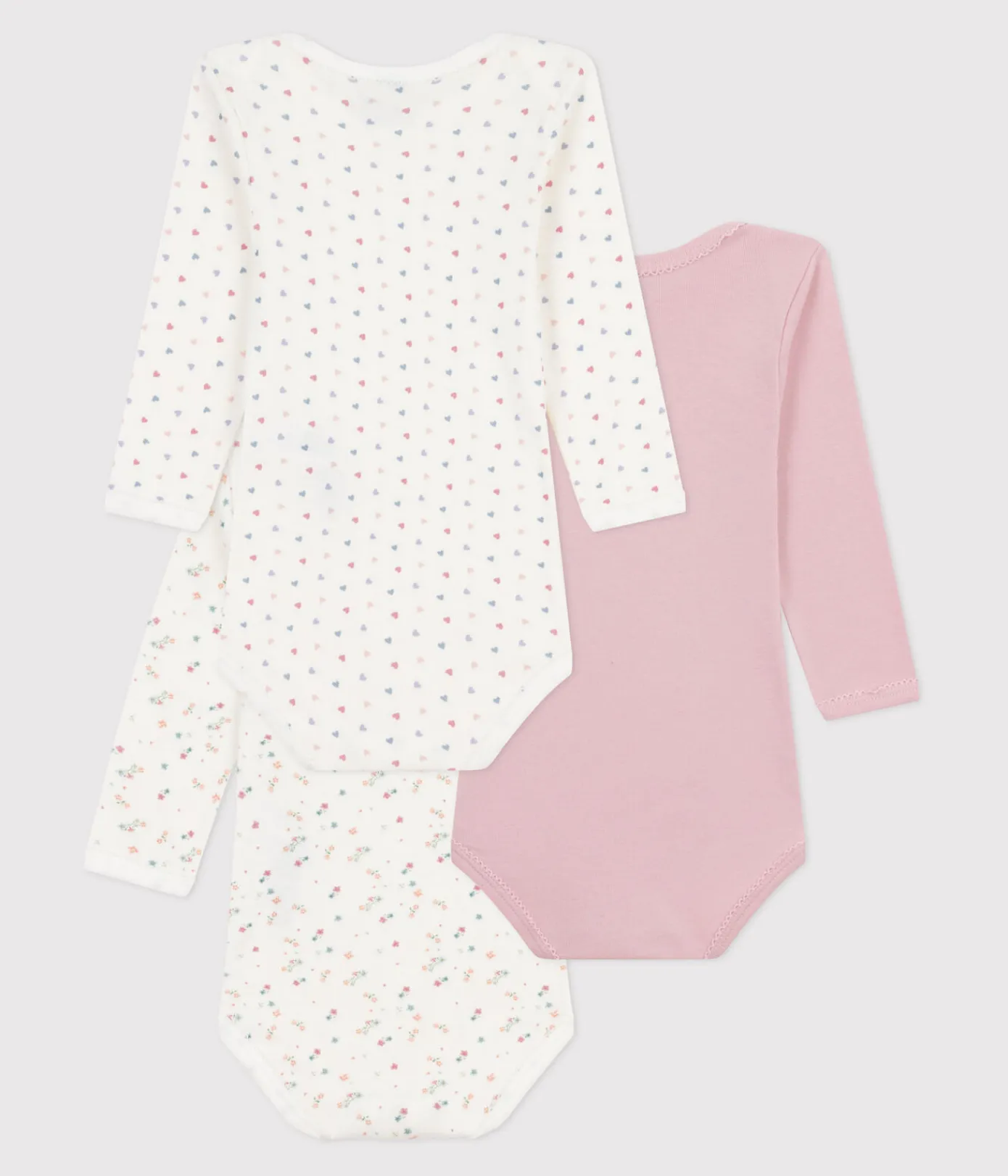 Petit Bateau Bodys*Set langärmeliger Baby-Bodys aus Baumwolle mit Blumenmotiv variante 1