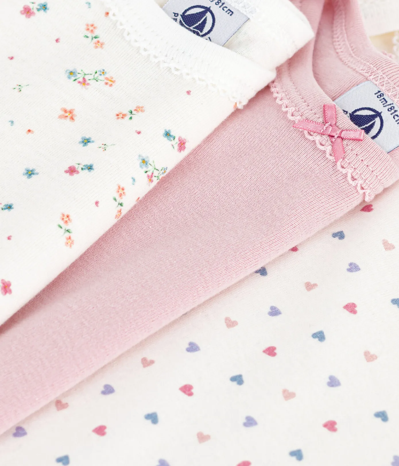 Petit Bateau Bodys*Set langärmeliger Baby-Bodys aus Baumwolle mit Blumenmotiv variante 1