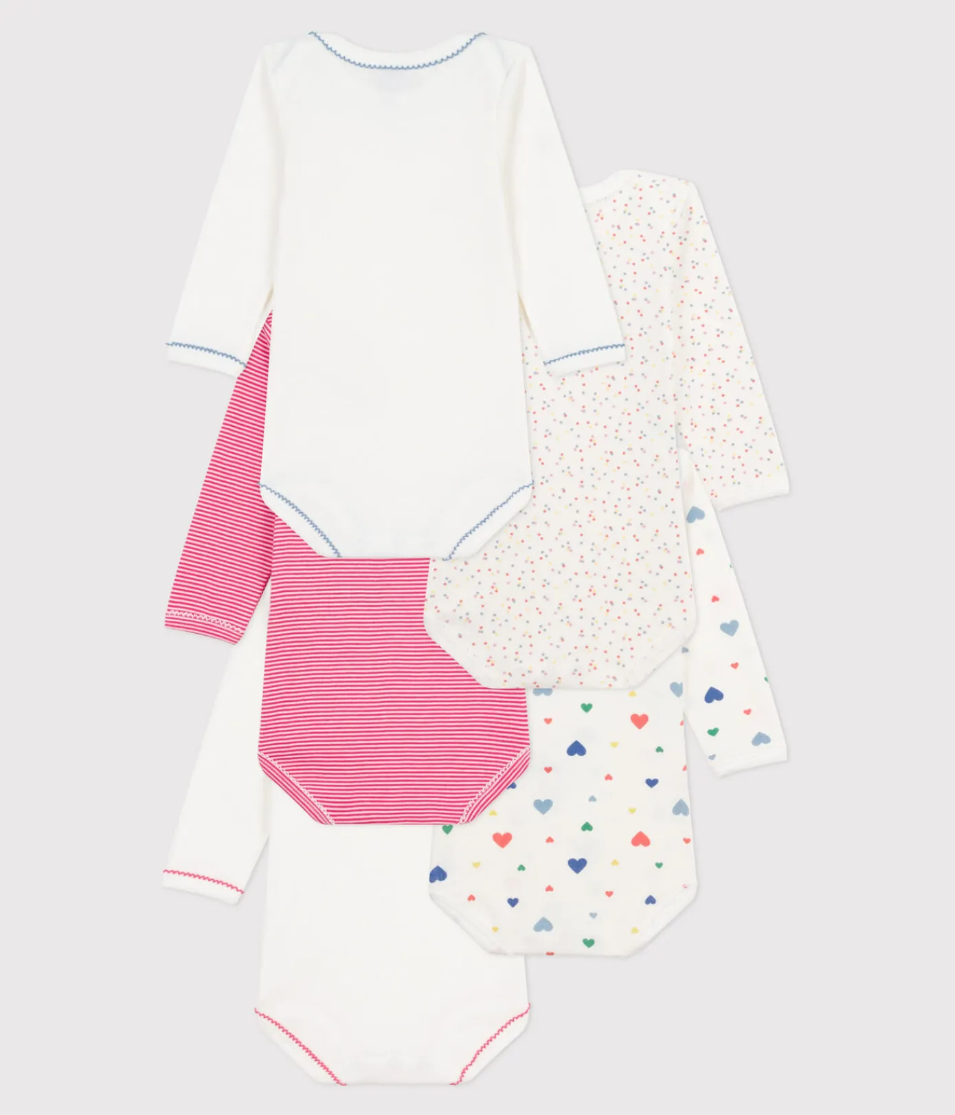 Petit Bateau Bodys*Set langärmeliger Baby-Bodys aus Baumwolle mit Herzmotiv variante 1
