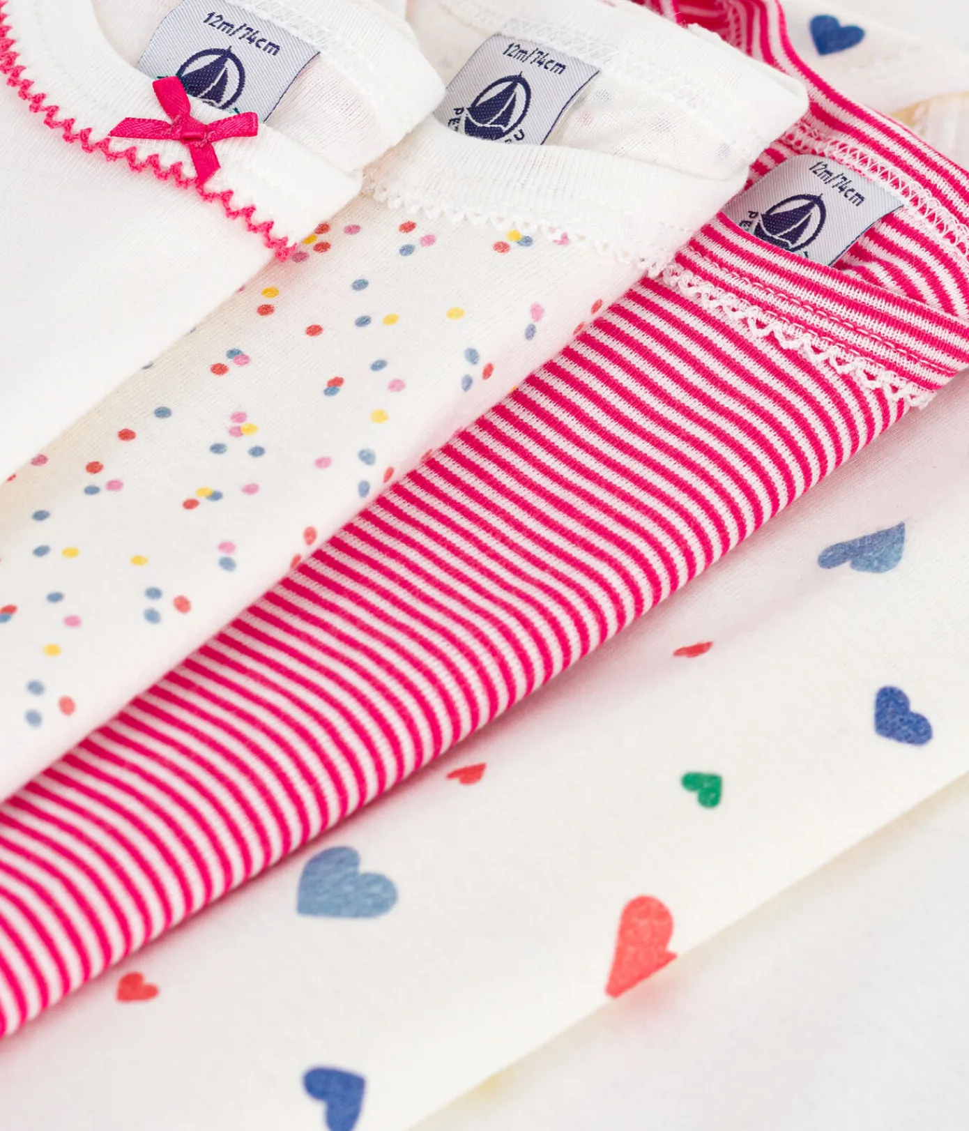 Petit Bateau Bodys*Set langärmeliger Baby-Bodys aus Baumwolle mit Herzmotiv variante 1