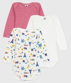 Petit Bateau Bodys*Set langärmeliger Baby-Bodys aus bedruckter Baumwolle variante 1