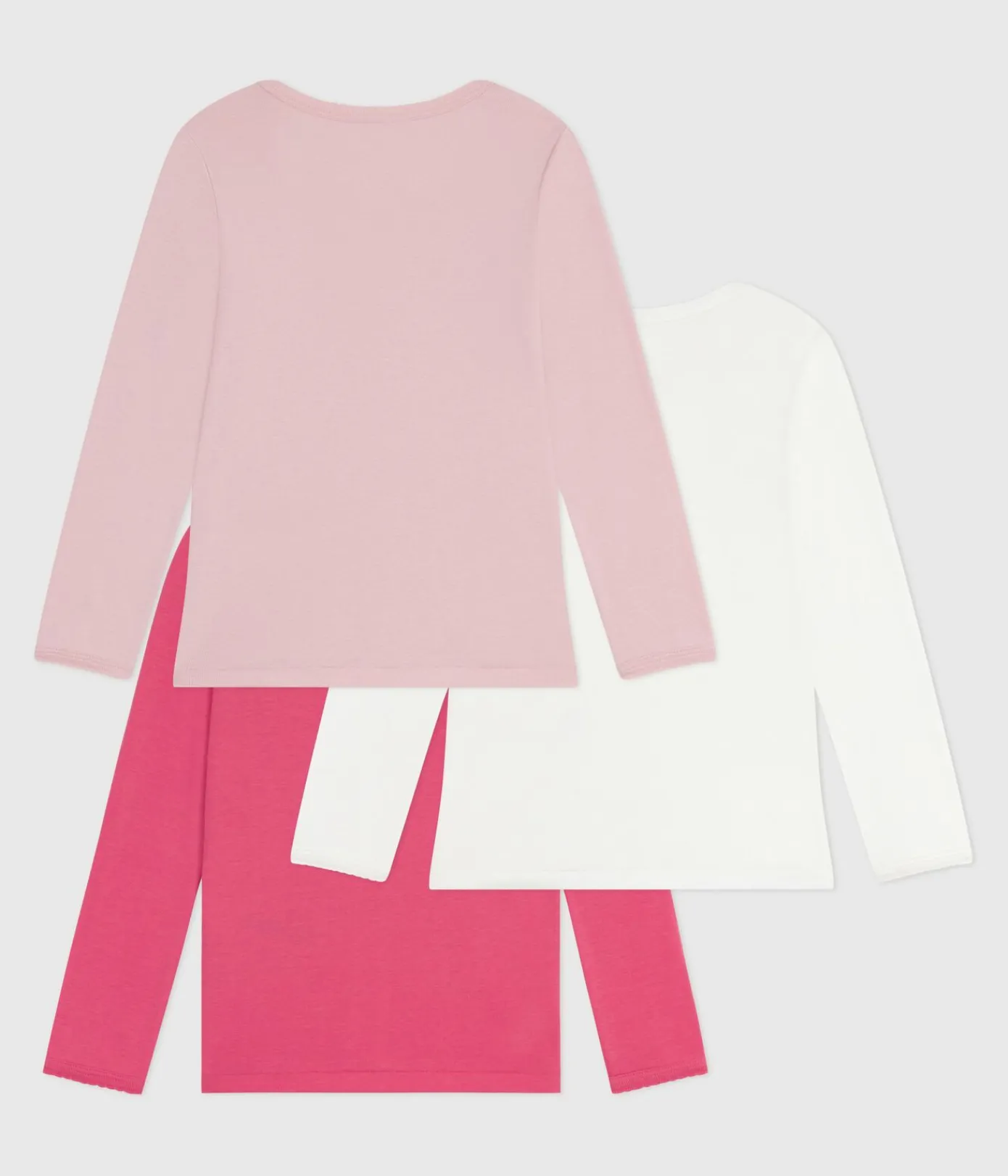 Petit Bateau Unterhemden, Tanktops|T-Shirts, Tops, Oberteile*Set langärmeliger Kinder T-Shirts aus einfarbiger Baumwolle variante 1