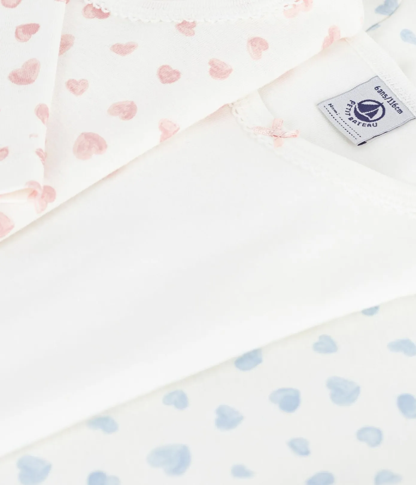 Petit Bateau Unterhemden, Tanktops|T-Shirts, Tops, Oberteile*Set langärmeliger Kinder T-Shirts aus Baumwolle mit Herzmotiv variante 1