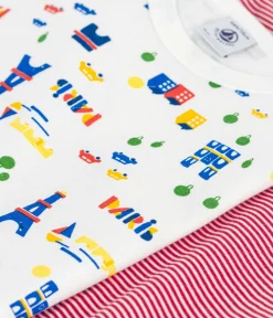 Petit Bateau Unterhemden, Tanktops|T-Shirts, Poloshirts, Hemden*Set langärmeliger Kinder T-Shirts aus Baumwolle mit Paris-Motiven variante 1