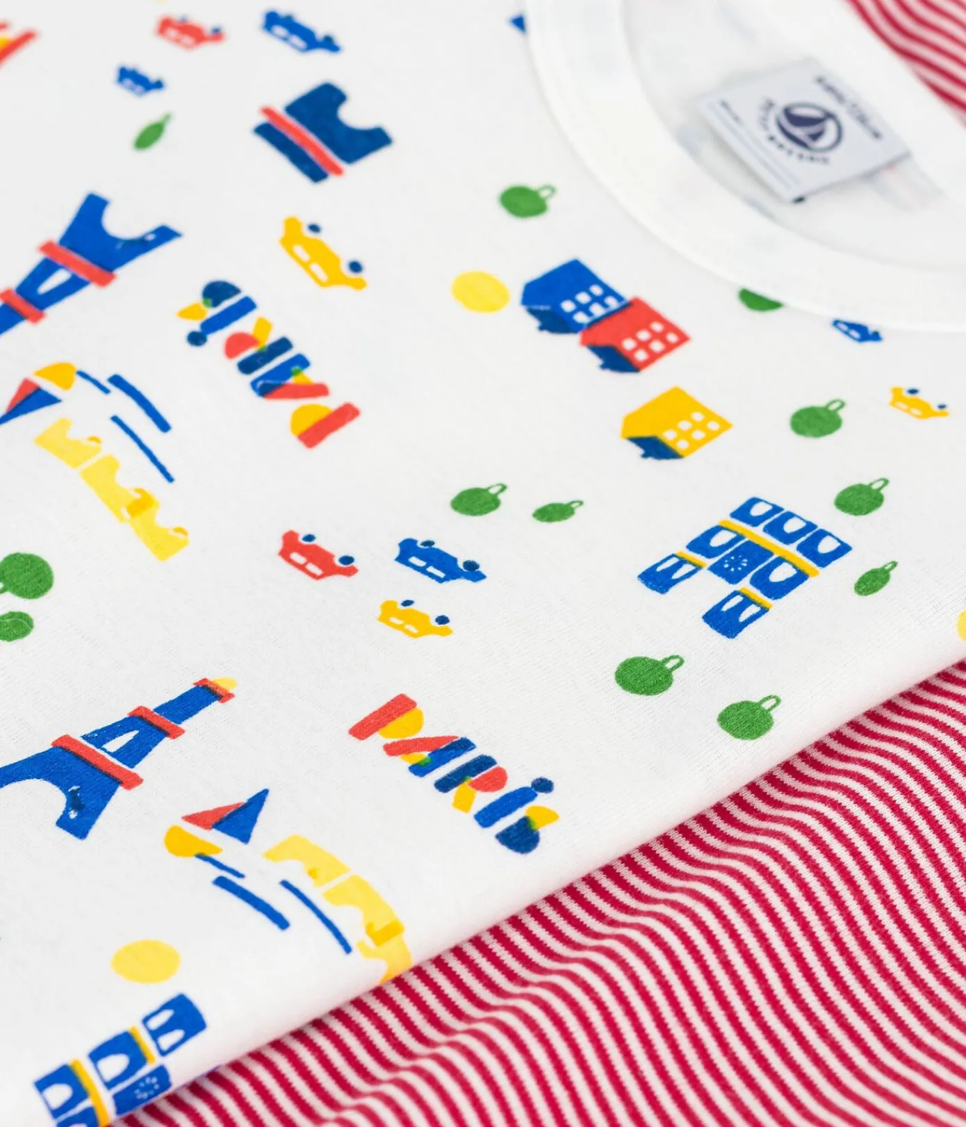 Petit Bateau Unterhemden, Tanktops|T-Shirts, Poloshirts, Hemden*Set langärmeliger Kinder T-Shirts aus Baumwolle mit Paris-Motiven variante 1