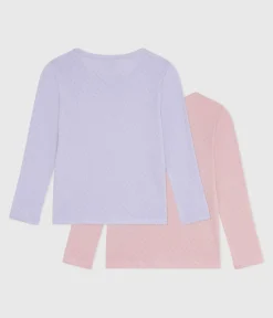 Petit Bateau Unterhemden, Tanktops|T-Shirts, Tops, Oberteile*Set langärmeliger Kinder-T-Shirts aus Baumwolle mit Lochstickerei variante 1