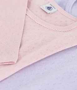 Petit Bateau Unterhemden, Tanktops|T-Shirts, Tops, Oberteile*Set langärmeliger Kinder-T-Shirts aus Baumwolle mit Lochstickerei variante 1