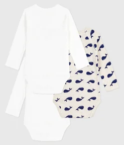 Petit Bateau Bodys|Newborn*Set langärmeliger Wickelbodys aus bedruckter Baumwolle variante 1