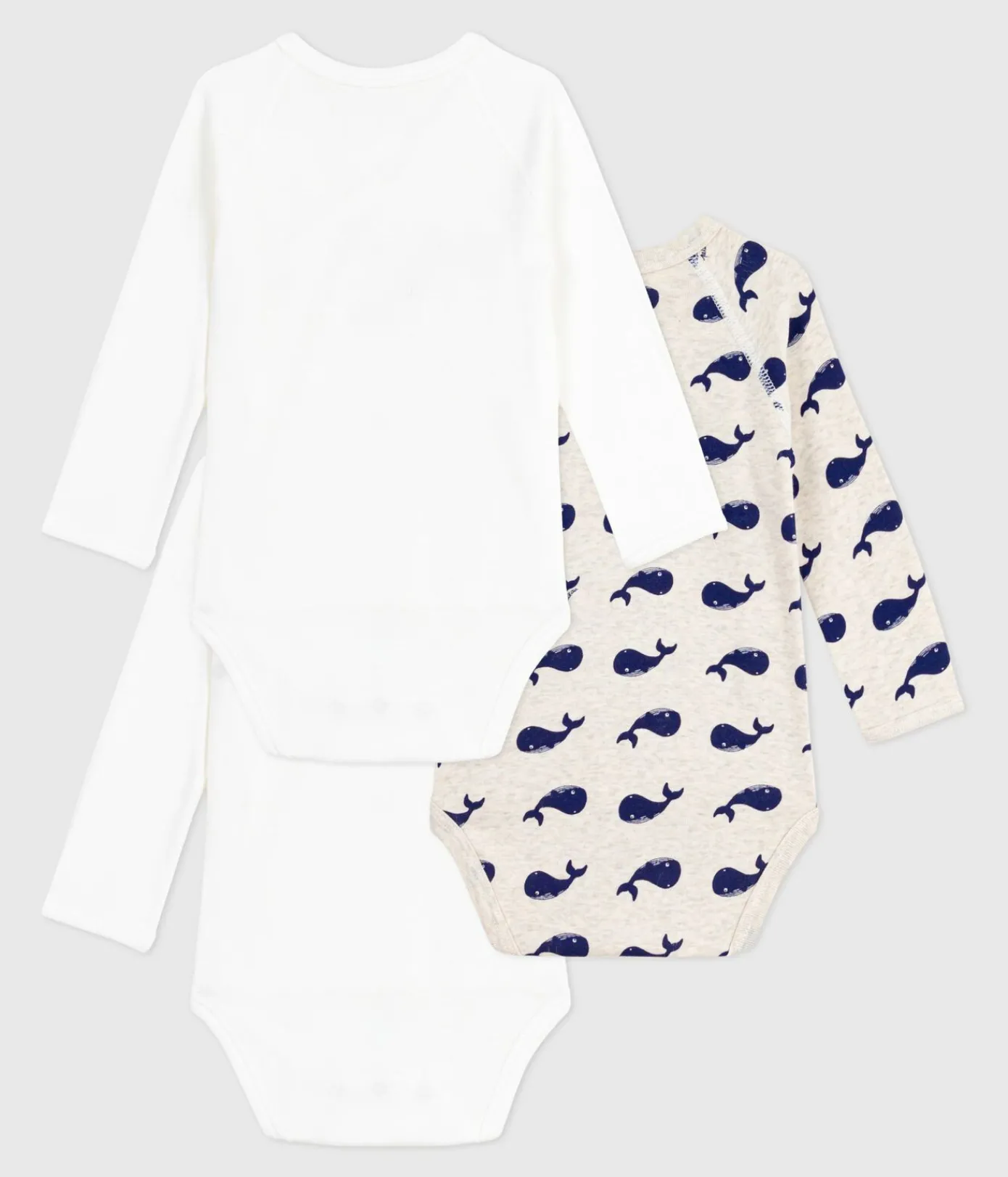 Petit Bateau Bodys|Newborn*Set langärmeliger Wickelbodys aus bedruckter Baumwolle variante 1
