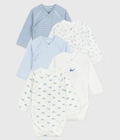 Petit Bateau Bodys|Newborn*Set langärmeliger Wickelbodys aus bedruckter Baumwolle variante 1