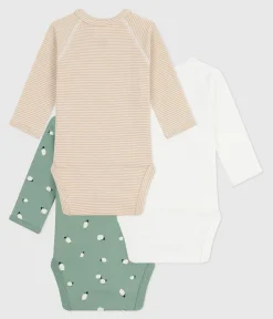 Petit Bateau Bodys|Newborn*Set langärmeliger Wickelbodys aus bedruckter Baumwolle variante 1