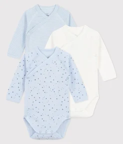 Petit Bateau Bodys|Newborn*Set langärmeliger Wickelbodys aus bedruckter Baumwolle variante 1