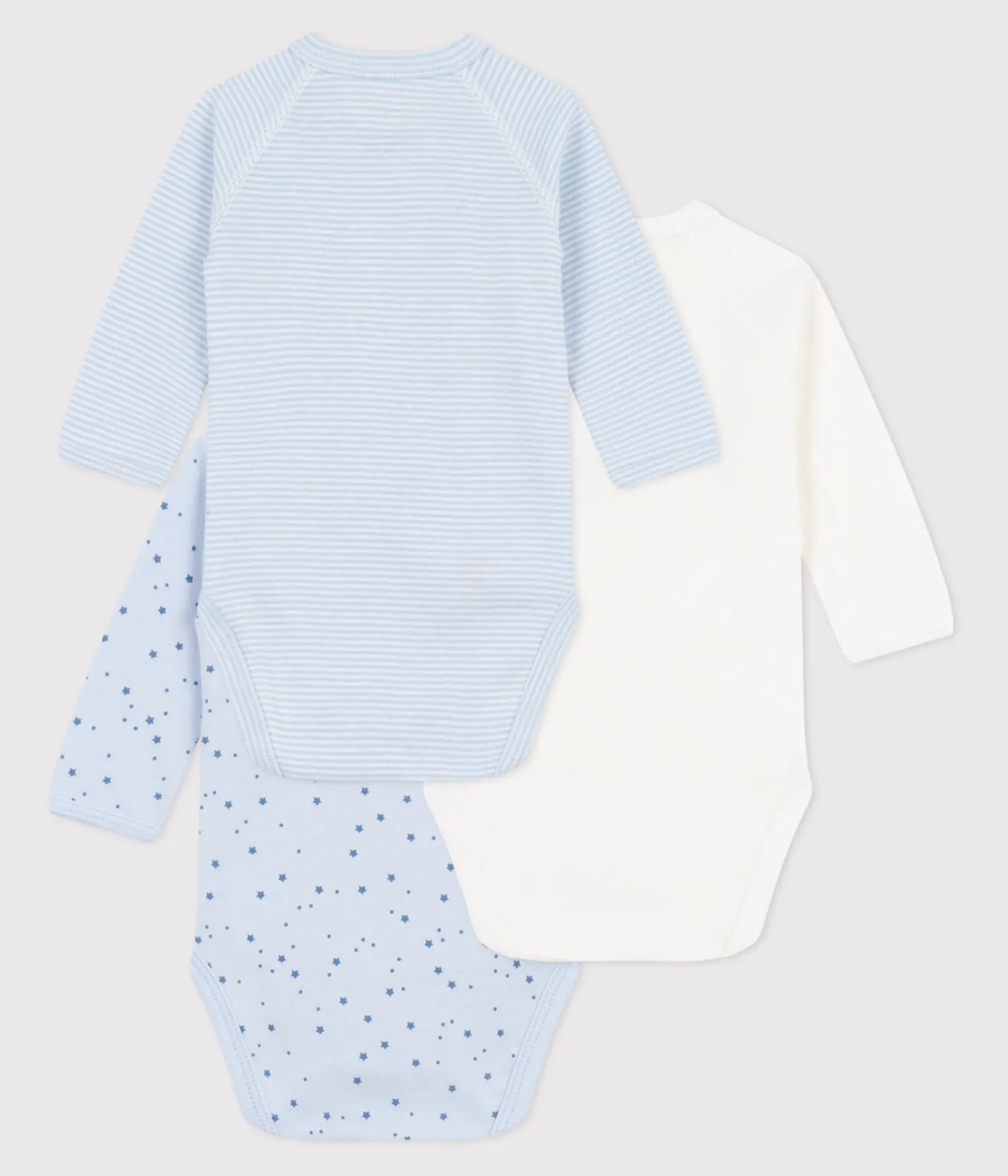 Petit Bateau Bodys|Newborn*Set langärmeliger Wickelbodys aus bedruckter Baumwolle variante 1