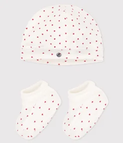 Petit Bateau Accessoires, Sonnenhüte, Caps|Socken, Schühchen*Set mit Mützchen und Babyschuhen mit Herzmotiv variante 1