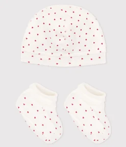 Petit Bateau Accessoires, Sonnenhüte, Caps|Socken, Schühchen*Set mit Mützchen und Babyschuhen mit Herzmotiv variante 1