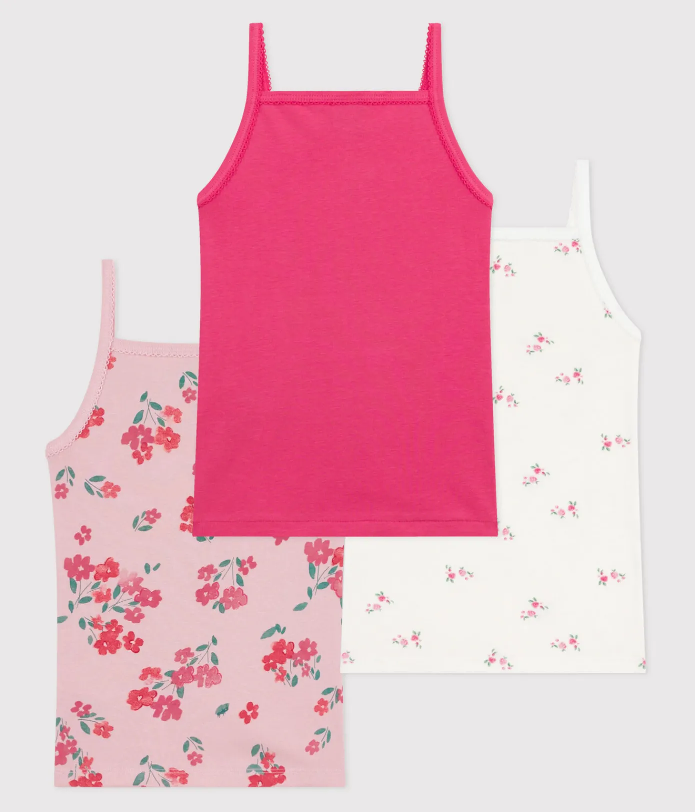 Petit Bateau Unterhemden, Tanktops|T-Shirts, Tops, Oberteile*Set Spaghetti-Tops aus Baumwolle mit Blumenmotiv variante 1