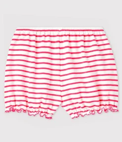 Petit Bateau Shorts, Hosen, Leggings*Slip mit Ringelstreifen für Mädchen weiss MARSHMALLOW/rosa GEISHA