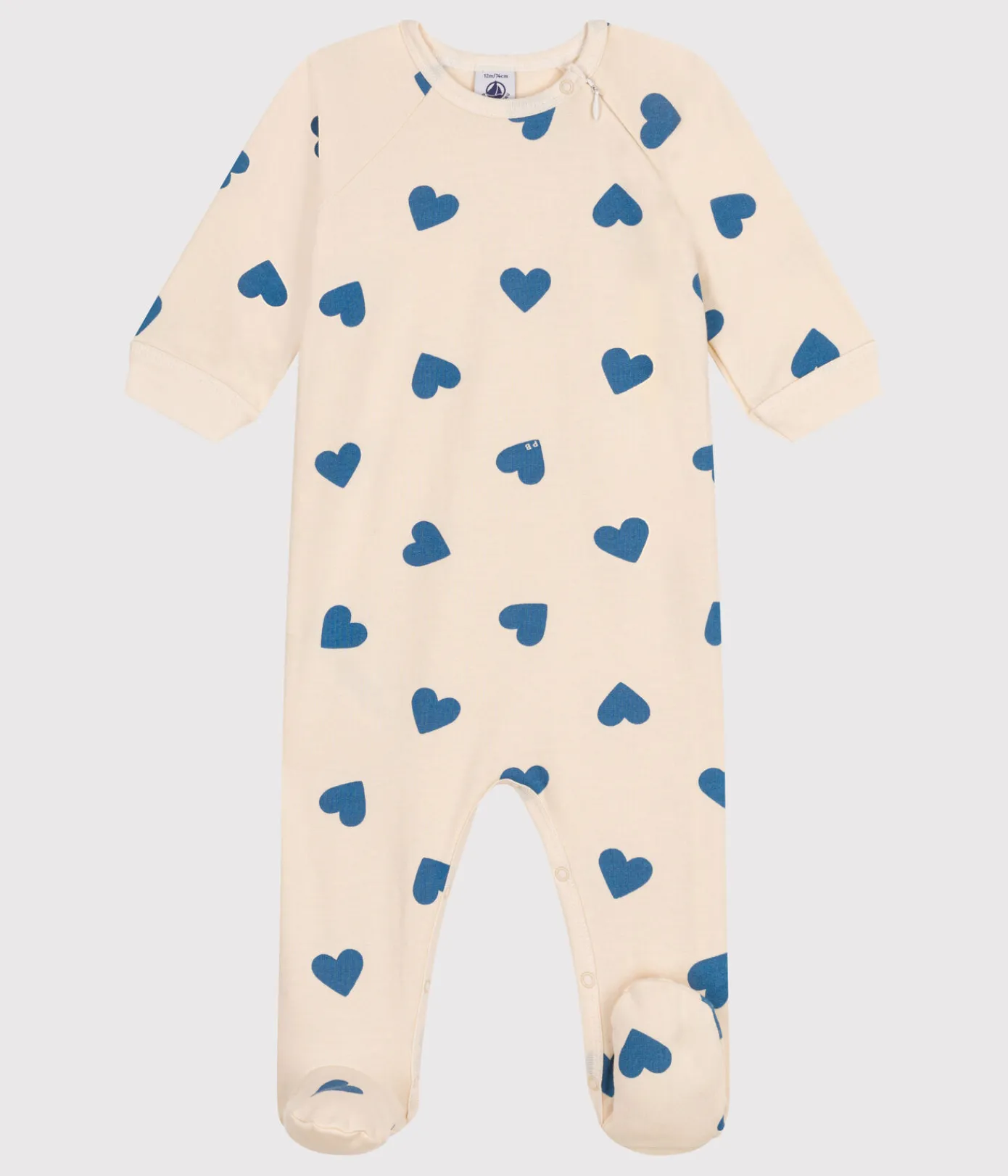 Petit Bateau Schlafanzüge, Strampler*Strampler aus aufgerautem Molton mit Herzmotiv blau AVALANCHE/ BEACH