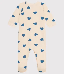 Petit Bateau Schlafanzüge, Strampler*Strampler aus aufgerautem Molton mit Herzmotiv blau AVALANCHE/ BEACH