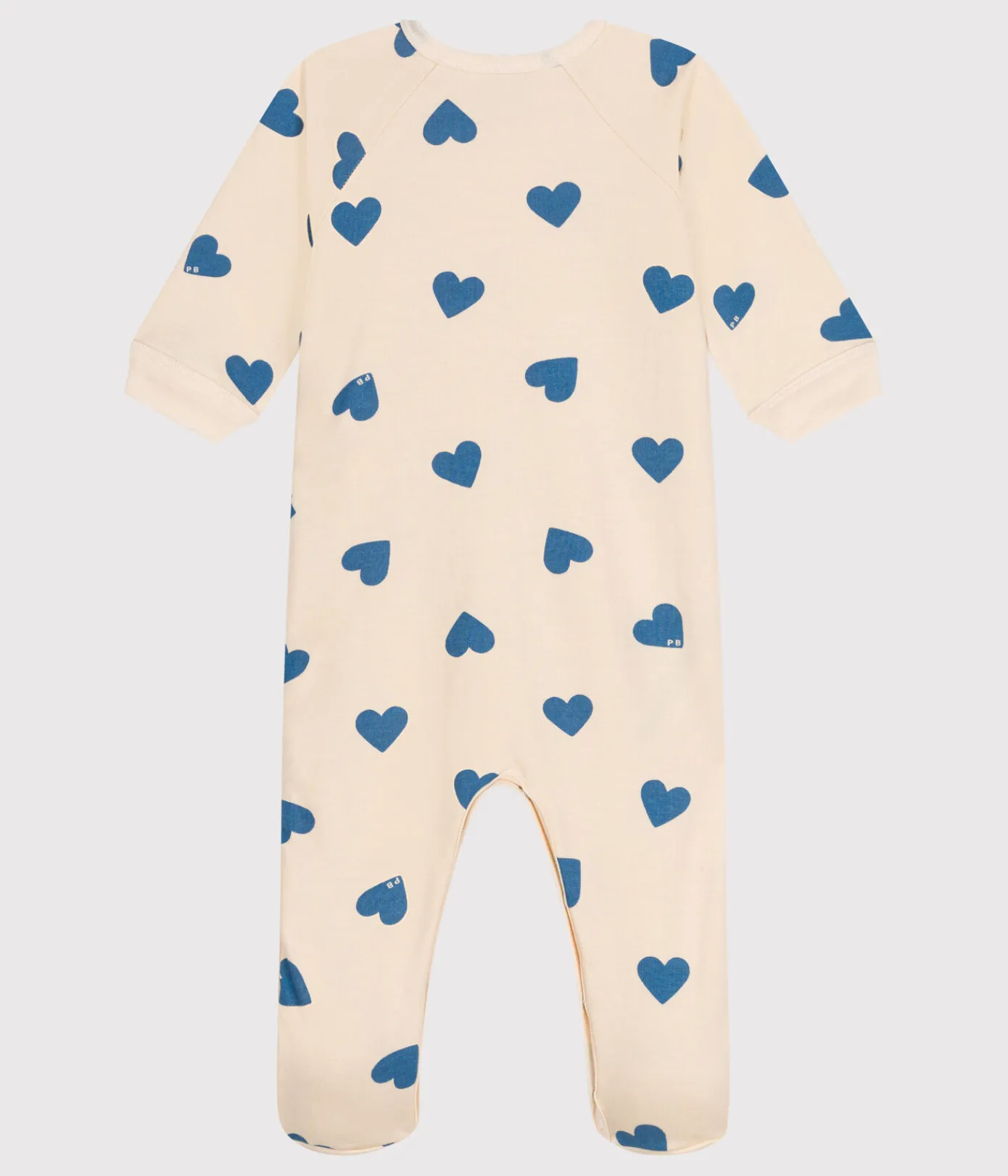 Petit Bateau Schlafanzüge, Strampler*Strampler aus aufgerautem Molton mit Herzmotiv blau AVALANCHE/ BEACH
