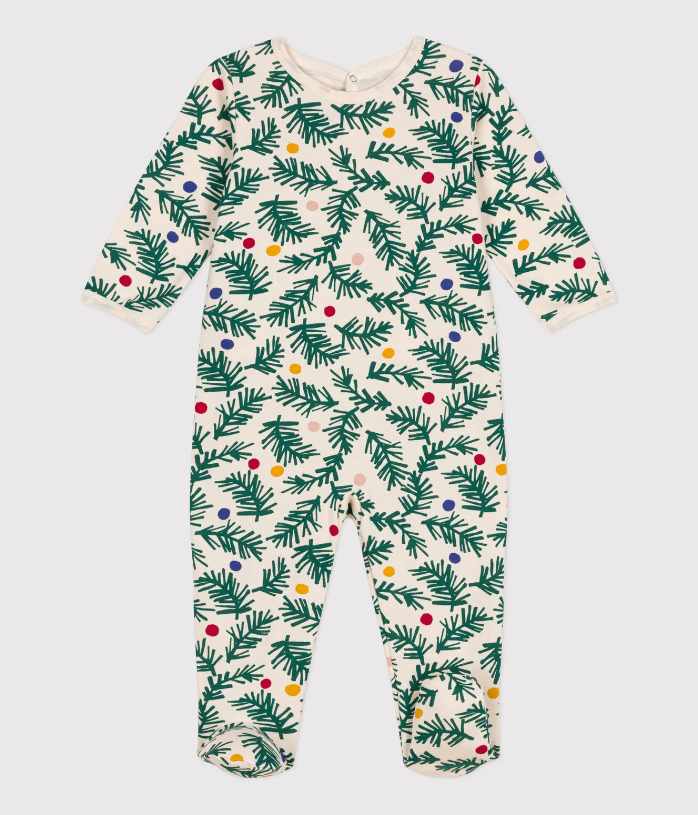 Petit Bateau Schlafanzüge, Strampler*Strampler aus aufgerautem Molton mit Tannenbaum-Motiv weiss AVALANCHE/ MULTICO
