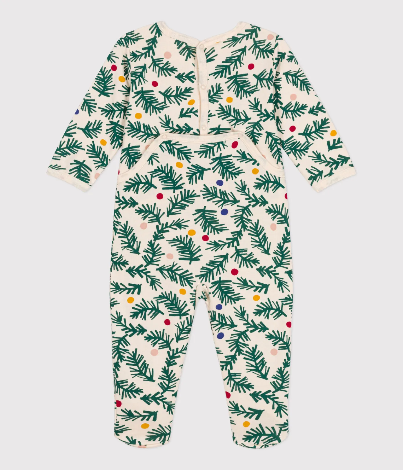 Petit Bateau Schlafanzüge, Strampler*Strampler aus aufgerautem Molton mit Tannenbaum-Motiv weiss AVALANCHE/ MULTICO
