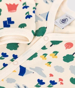 Petit Bateau Schlafanzüge, Strampler*Strampler aus aufgerautem Molton mit Waldmotiv weiss AVALANCHE/ MULTICO