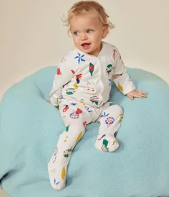 Petit Bateau Schlafanzüge, Strampler*Strampler aus aufgerautem Molton mit Weihnachtskugel-Motiv weiss MARSHMALLOW/weiss MULTICO