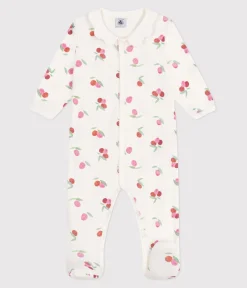 Petit Bateau Schlafanzüge, Strampler*Strampler aus Baumwolle Kragen in Blütenform mit Fruchtmotiv weiss MARSHMALLOW/weiss MULTICO